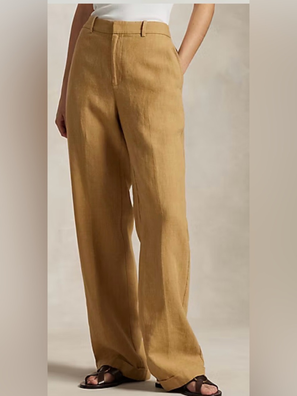 Polo Ralph Lauren Linen Relaxed Straight Pant | color: beige | size: 0